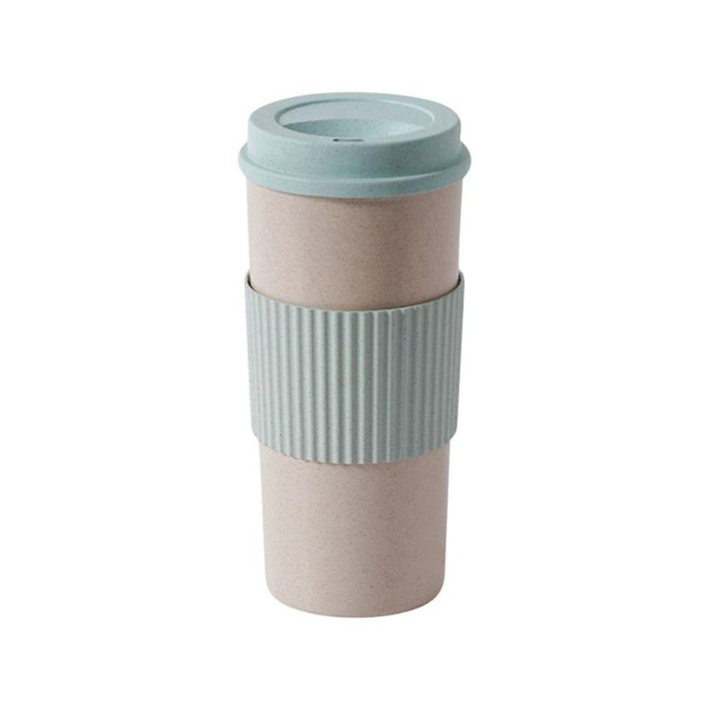 Camping Outdoor Eco-friendly Portable Wheat Straw with Lid Drinkware Tumbler Cup Tea Cup Coffee Mug