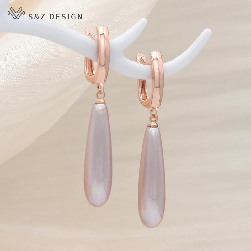 Fashion Elegant Long Water Drop Dangle Earrings For Women Girl Wedding Party Rose Gold Color Jewelry