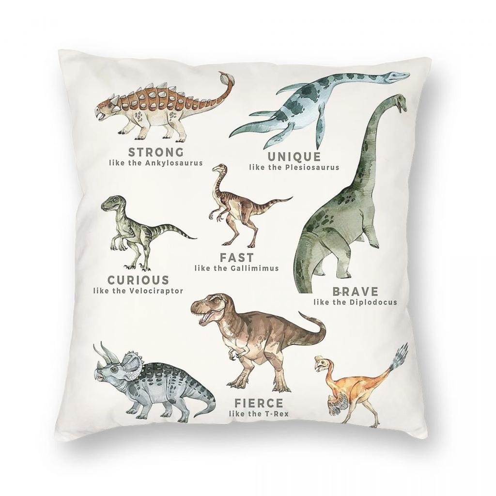 Dinosaur Affirmations Square Pillowcase Polyester Linen Velvet Printed Zip Decor Throw Pillow Case Room Cushion Cover