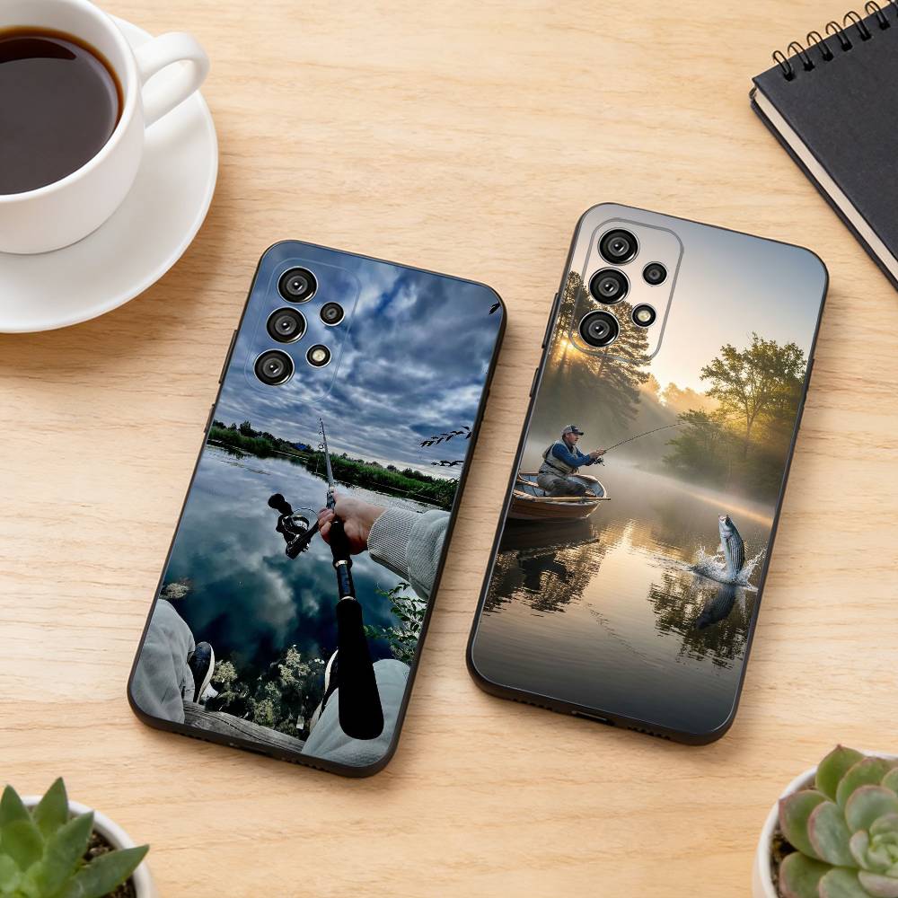 Carp Fish Fishing R-Rod Phone Case For Samsung S25,S24,S21,S22,S23,S30,Ultra,S20,Plus,Fe,Soft Silicone Black Cover