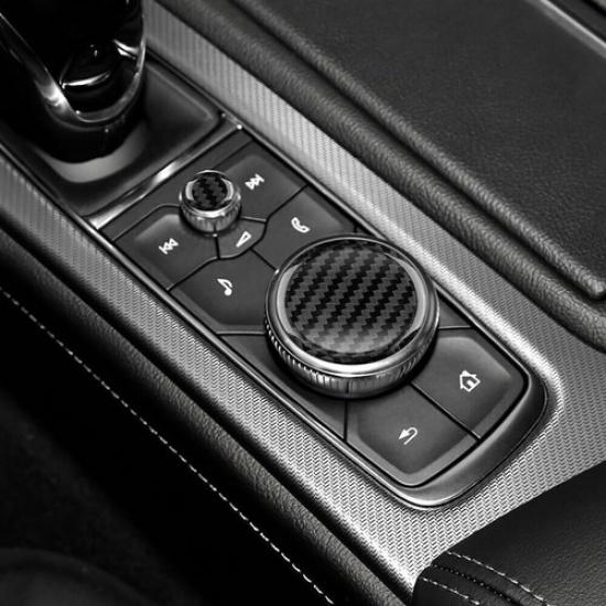 For Cadillac CT5 CT6 XT4 XT5 XT6  Black Multimedia Knob Cover Real Carbon Fiber