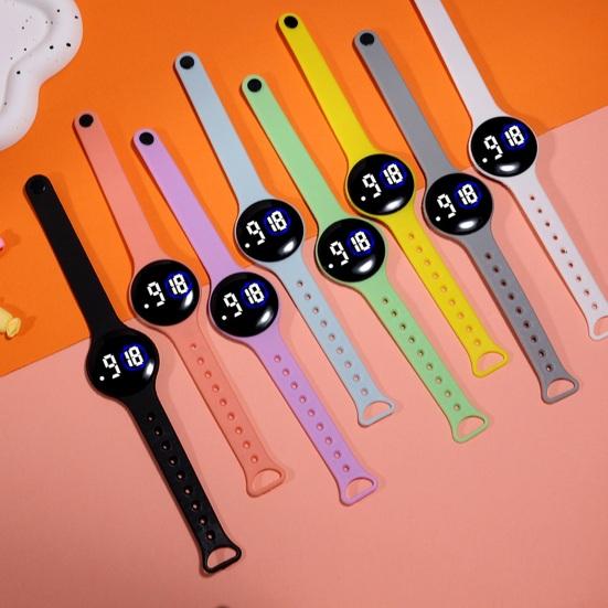 Детские светодиодные цифровые часы с круглым циферблатом, водонепроницаемые часы для плавания, регулируемый силиконовый ремешок, точное время, четкий дисплей, детские студенческие наручные часы