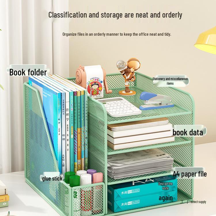 Desktop File Organizer: Multilayer Large Capacity Storage Rack for Office Supplies