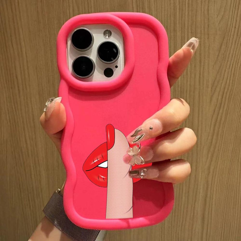 Ae87 Lips Kiss Digital Art Protective Phone Cases for Samsung S24 Plus S23 Ultra A14 A55 A06 Honor X9b Motorola OnePlus Big Wave TPU Back Cover