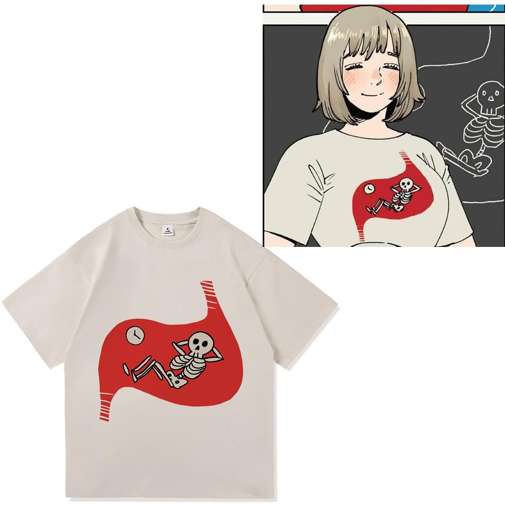 Dungeon Meshi Anime Stomach Skeleton Graphic T Shirt Unisex Unisex Funny Cartoon Loose Y2k Streetwear Aesthetic Short Sleeve Tops