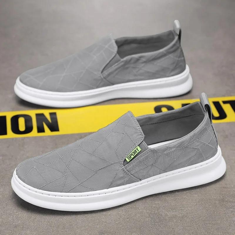 Модная мужская обувь из парусины, летняя модная легкая плоская обувь без застежек, дышащая, повседневная обувь для активного отдыха, мужская обувь Chaussure Hommes