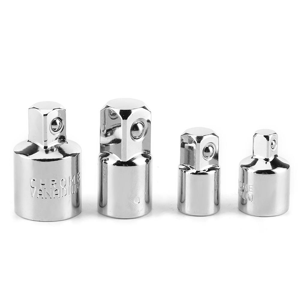 4PCS Built-In Ball Detent Lock Wrench Adapter Set Black & Sliver Socket Conversion Kit Auto Shop