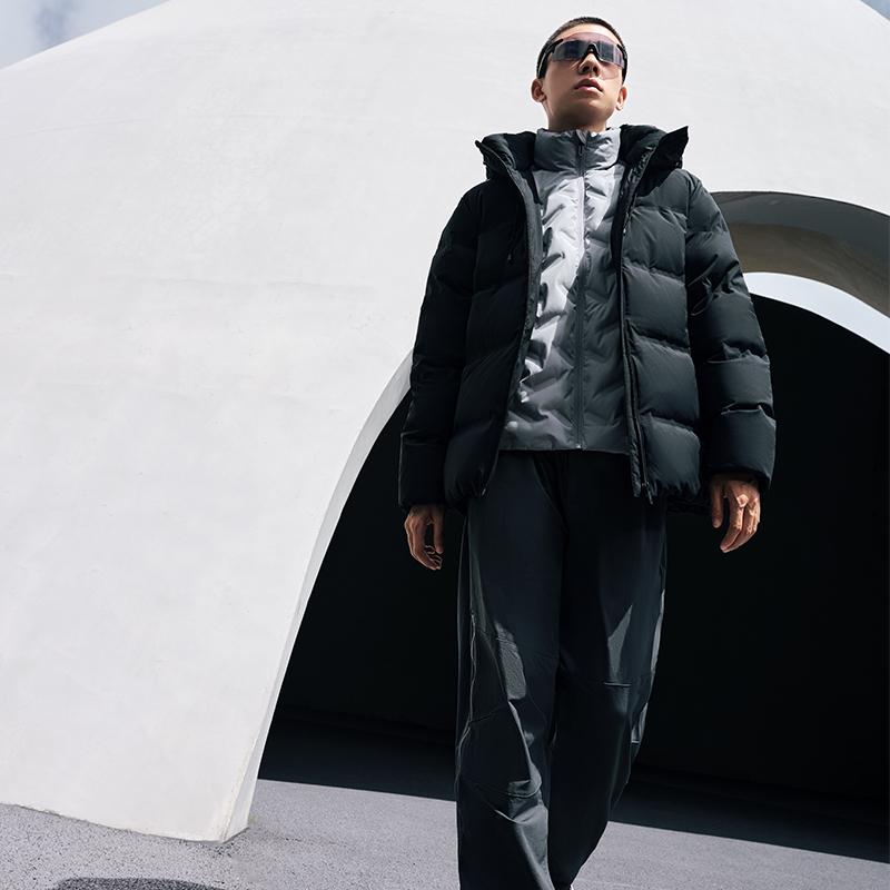 Li-Ning Теплая внесезонная куртка с капюшоном и надписью «Letter», тканая мужская верхняя одежда AYMT305-6