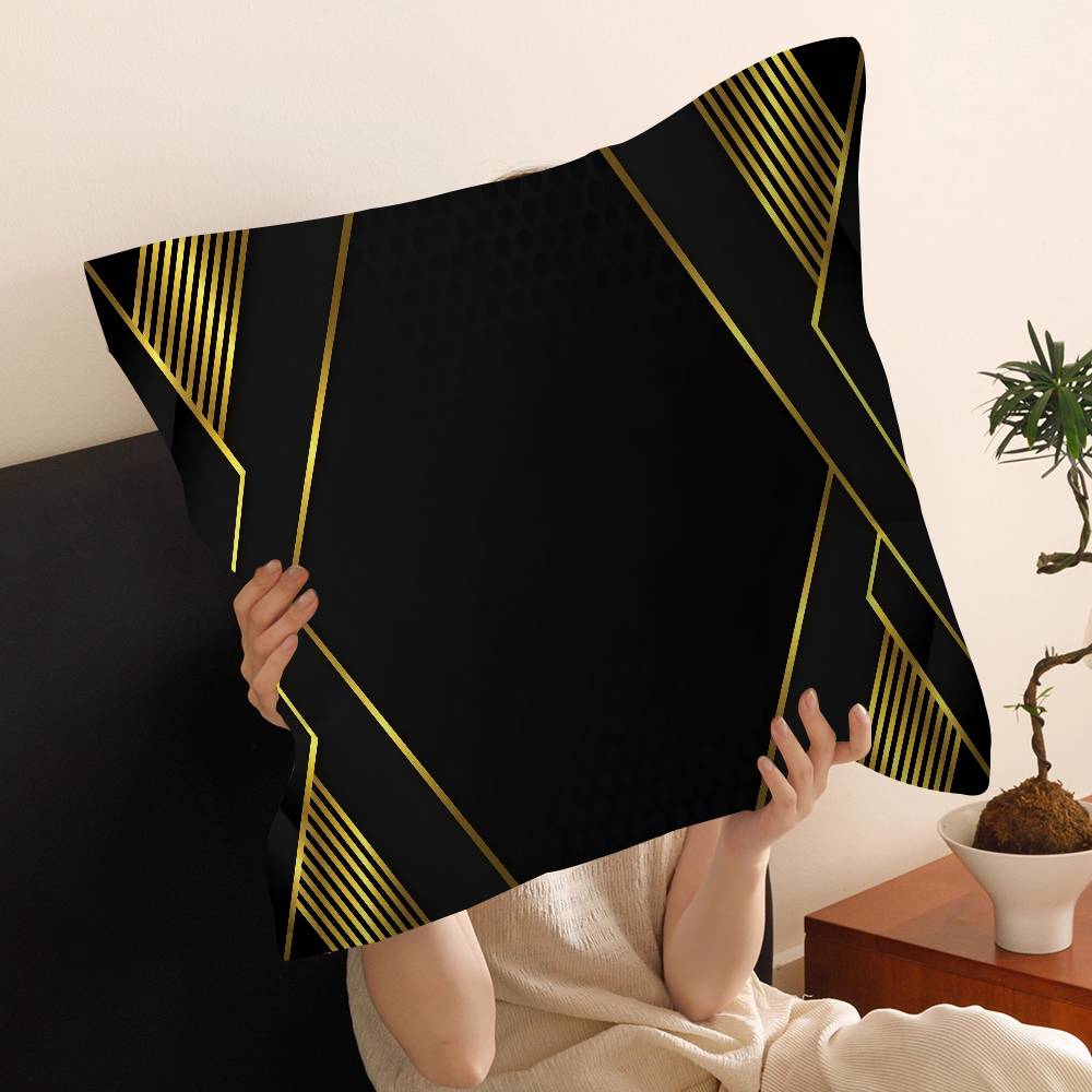 Черная золотая наволочка для подушки Декоративная наволочка с принтом для дивана