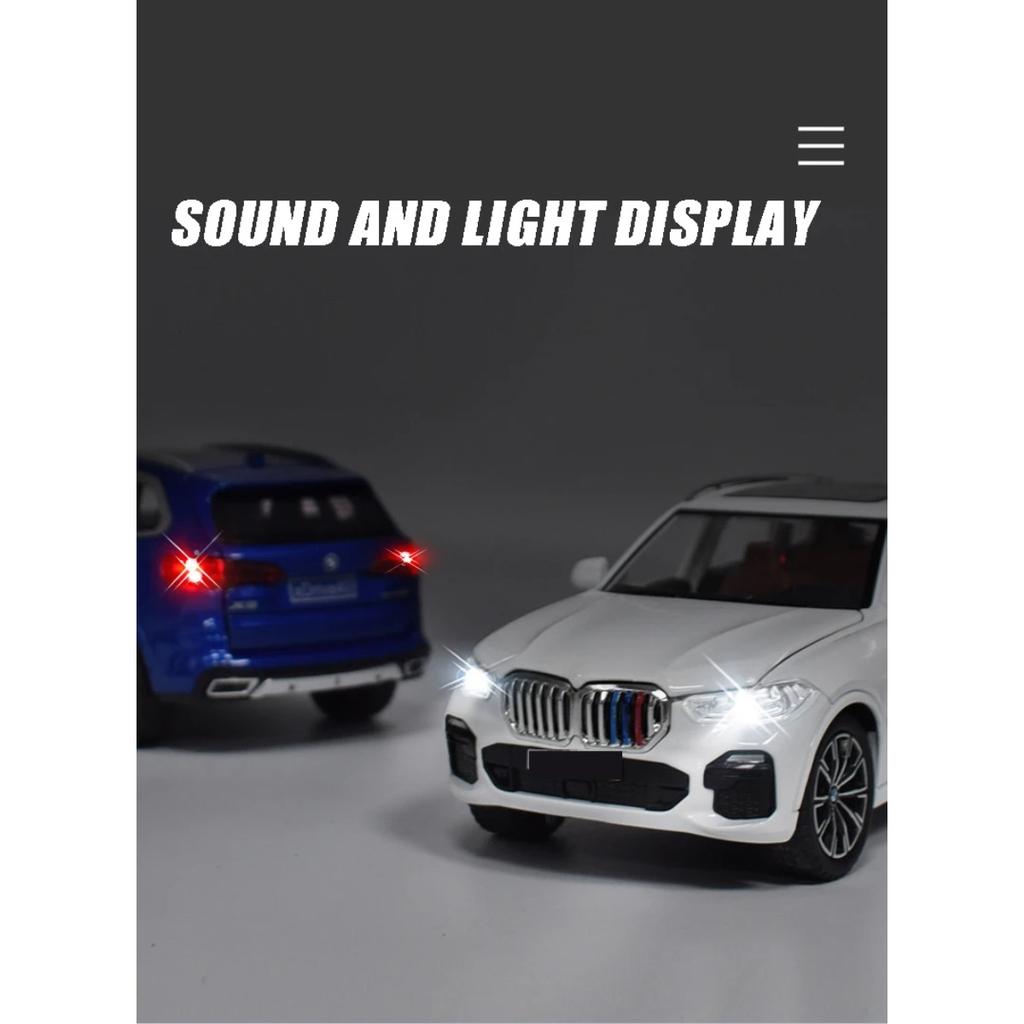 1/24 BMW X5 Литая под давлением модель из сплава внедорожника Серия «Звук и свет» Детская игрушка Детский подарок Подарок на день рождения Модный выставочный экспонат
