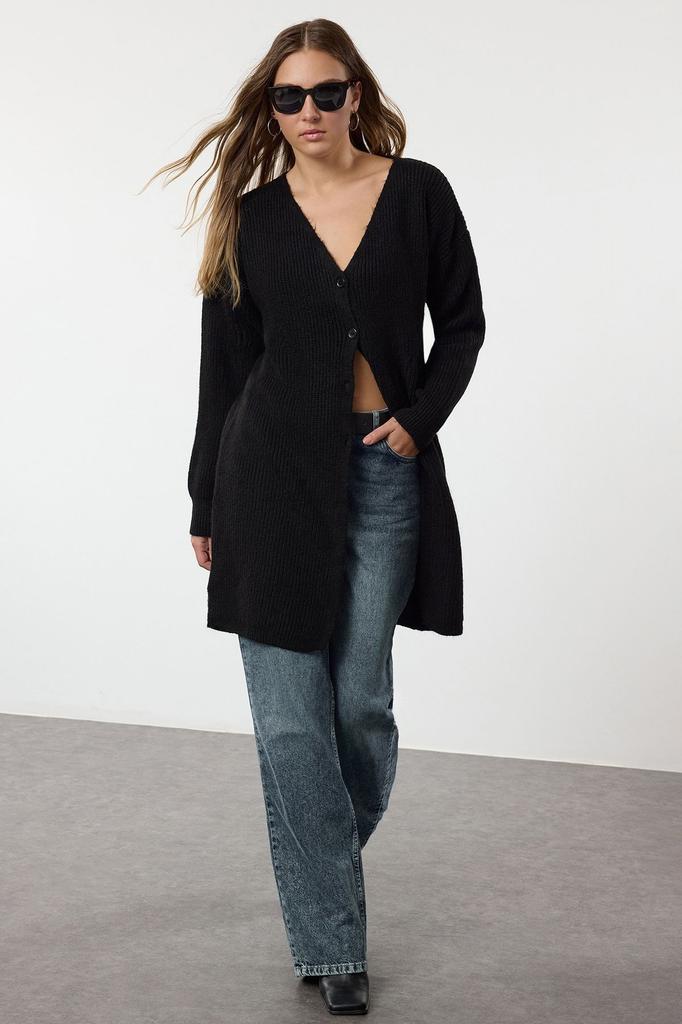 Женский модный стильный кардиган, длинный базовый трикотажный кардиган с камнями