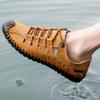 Summer Men Hiking Shoes Handmade Beach Shoes Driving Flats Outdoor Casual Shoes Leather Water Shoes Plus Size