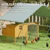 Chicken Coop Enclosure, 12 m2, Wire Mesh, Perch, Galvanized Steel, 300 x 400 x 195 cm, Silver
