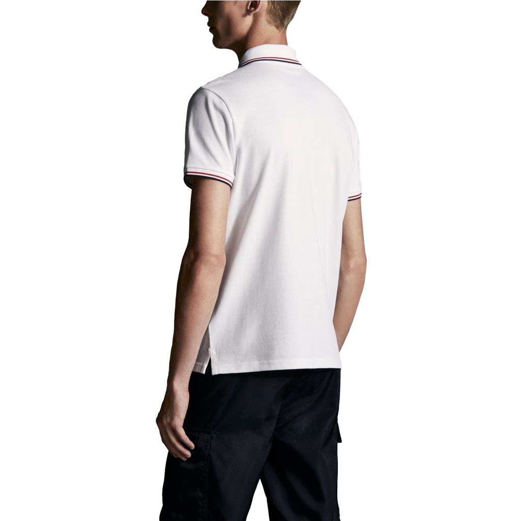 Moncler SS24 Slim Fit Three-Color Knitted Collar Short Sleeve Polo Shirt Men Polo Shirts White J10918A7030084556001