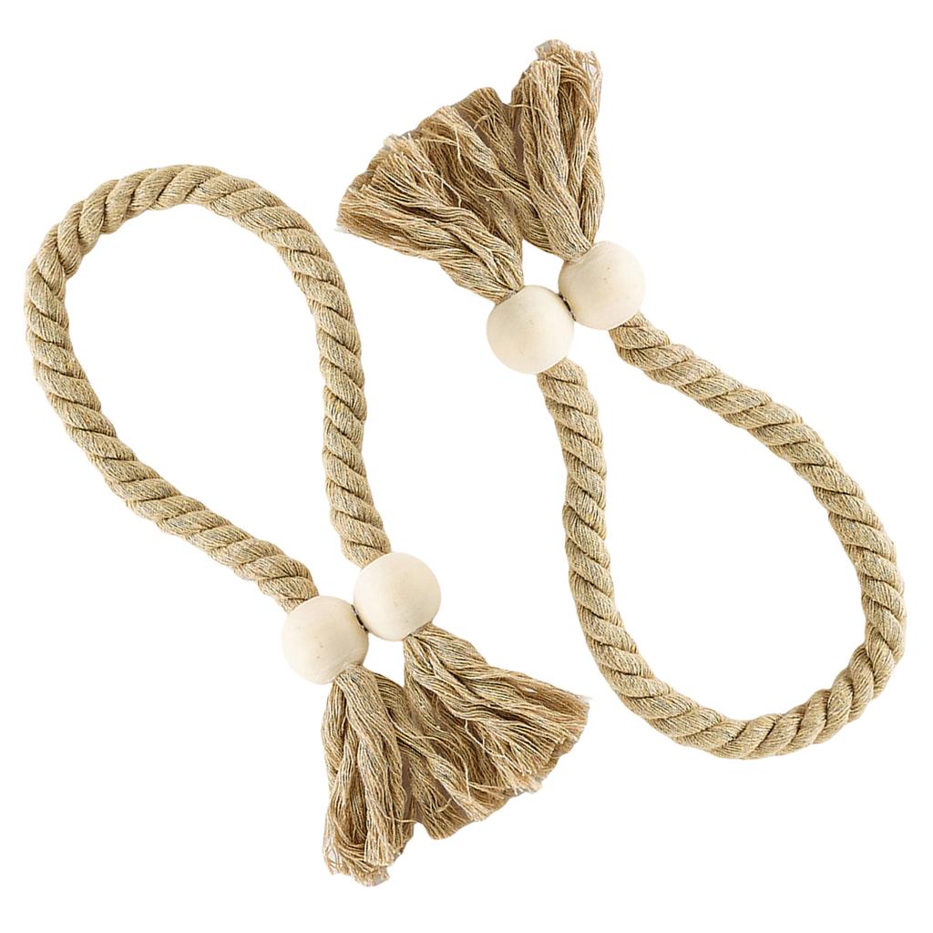 Магнитные подхваты для штор 2 шт. Плетеные вручную хлопковые веревки с кисточками, деревянные бусины, держатели для штор, домашний декор