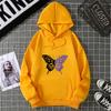 Top Casual Soft Women Hoodie White and Purple Butterfly Personality Funny Women Fashion Wool Hoodie Loose Sports Shirt