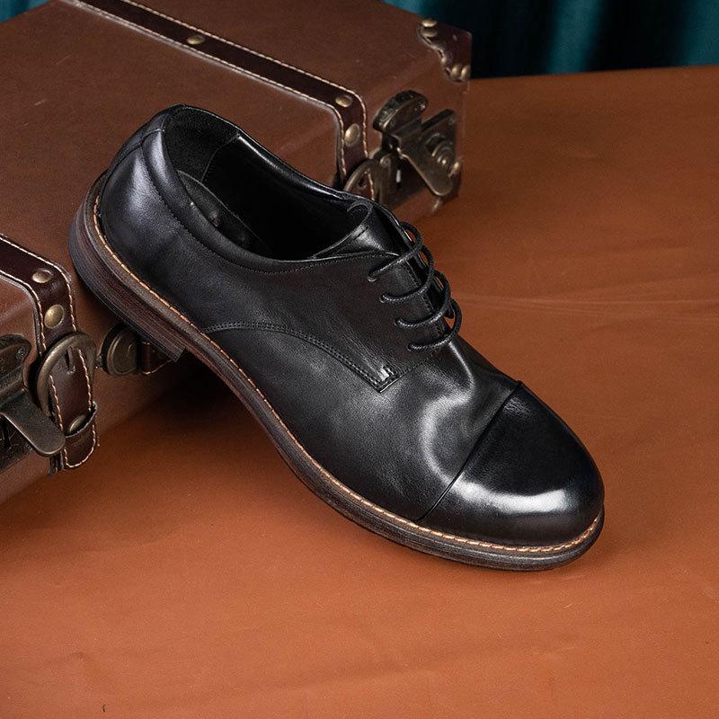 Goodyear Horse Leather Кожаная подошва Промытые ретро Старые деловые кожаные туфли Платье Кожаные туфли Свадебные туфли
