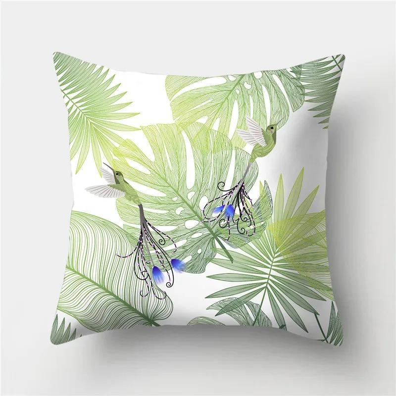 Green Plant Leaf Pattern throw pillow cover with short plush print for living room sofa decoration cushion cover pillow covers