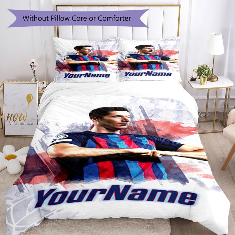 Rb Leipzig Customize Your Name Bedding Set Breathable Duvet Cover With Pillowcases Decorative Bed Linen For Bedroom Home Decoration Birthday Gift