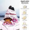 Dora Explorer Customize Text Blanket Gift Personalized Blanket Soft Warm Cozy Throw For Picnics Bed Bedding Office Chair Four Seasons Multipurpose
