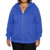 Plus Size Women Casual Hooded Jacket Long Sleeve Zipper Solid Color Fashion Outerwear