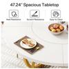 Round Dining Table, Modern 120 cm Kitchen Table for 4-6 People, Coffee Table, Side Table with 2 Levels and Metal Frame