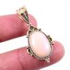 Natural Pink Opal Gemstone 925 Solid Sterling Silver Two Tone Pendant 1.5" Y1k21