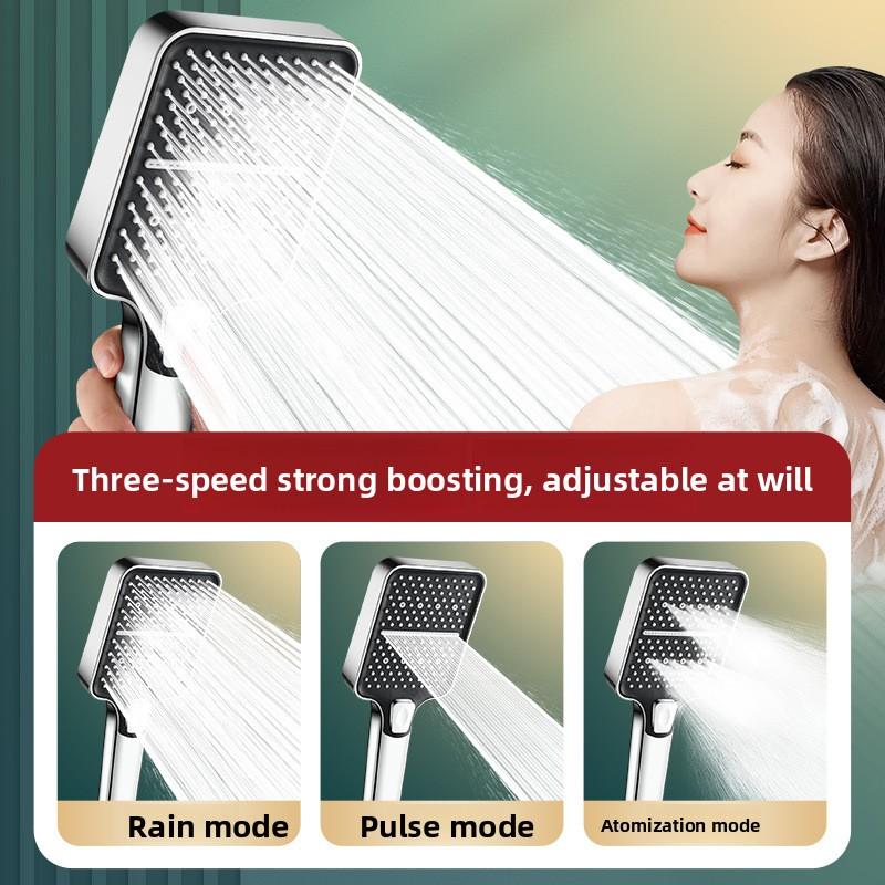 Silver Shower Head Set 3 Mode with 1.5m Leak- Proof Stainless Hose and Bracket High Pressure Handheld Shower Head for Bathroom