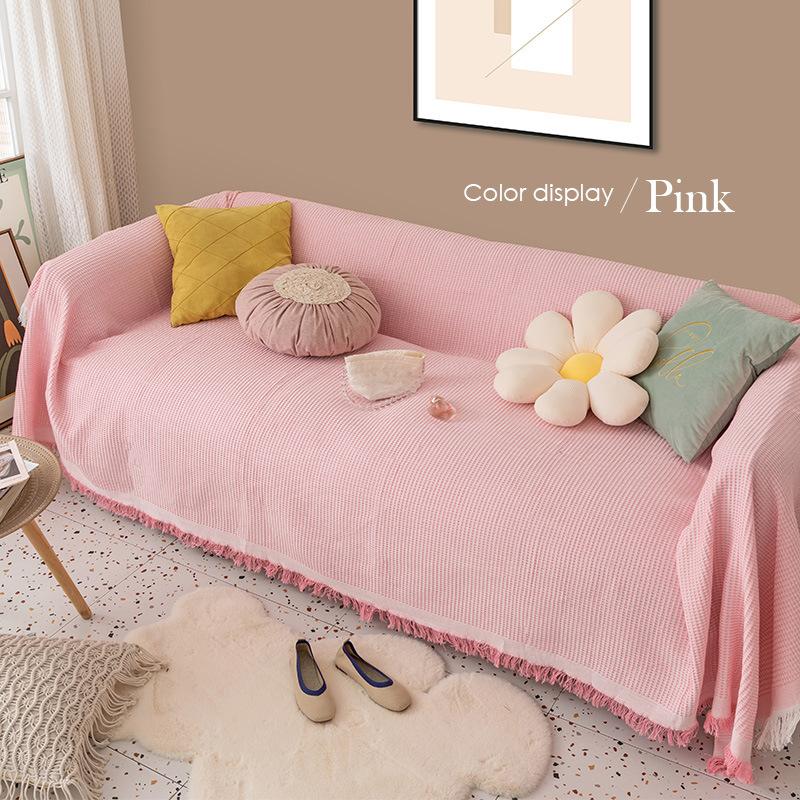 Ins Cream Yellow Sand Hair Towel Solid Color Sofa Cover Cloth Towel Full Cover Universal Cover All Inclusive Non-Slip Sofa Towel