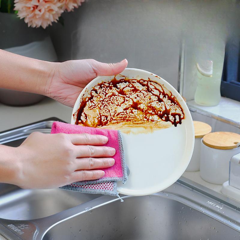 Ткань для чистки из кокосовой скорлупы с серебряной нитью, Не прилипает к маслу, Впитывающая и утолщенная, Ткань для мытья посуды и чистки вока