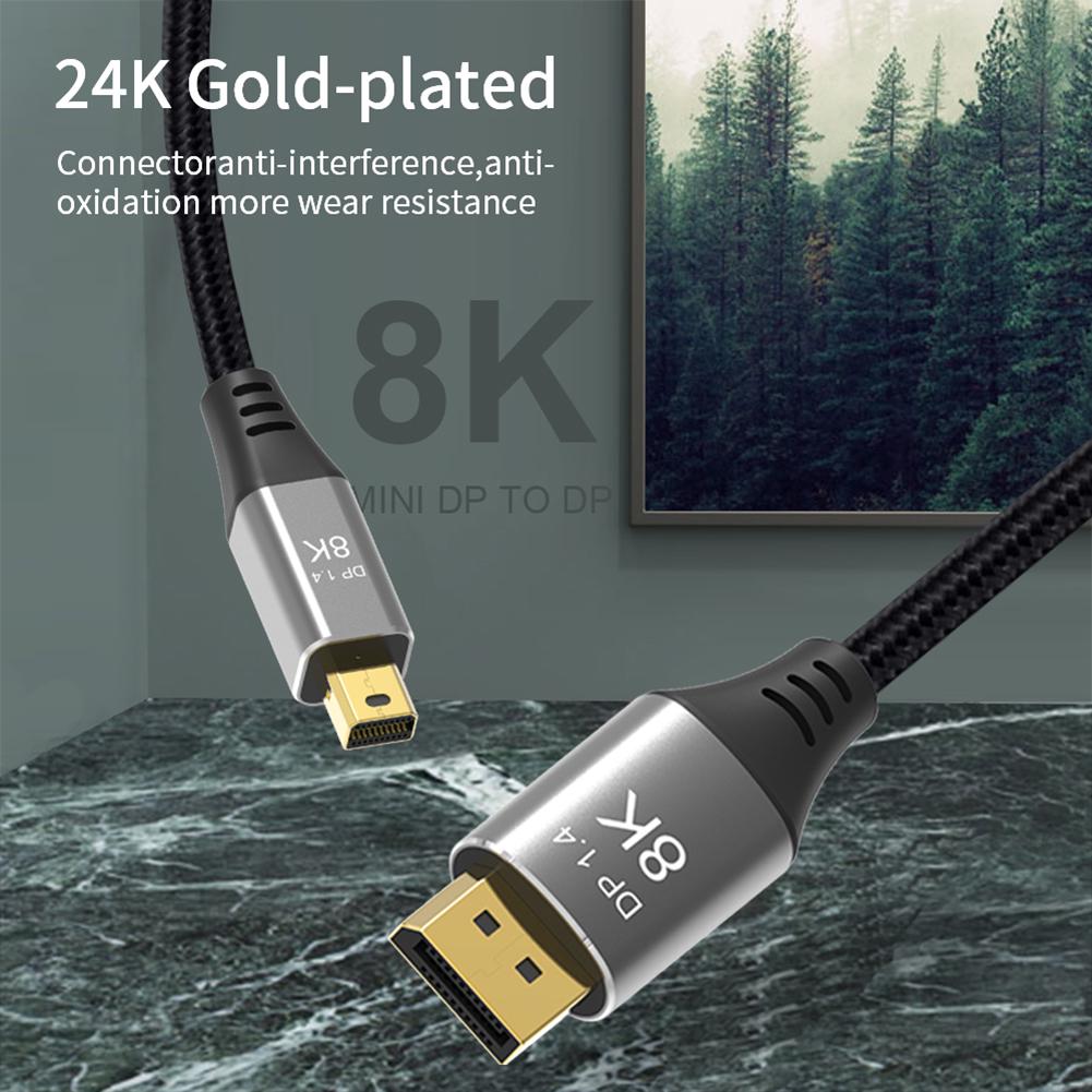 Кабель Mini DP - DisplayPort 4K 144 Гц Двунаправленный 1.4 Серый