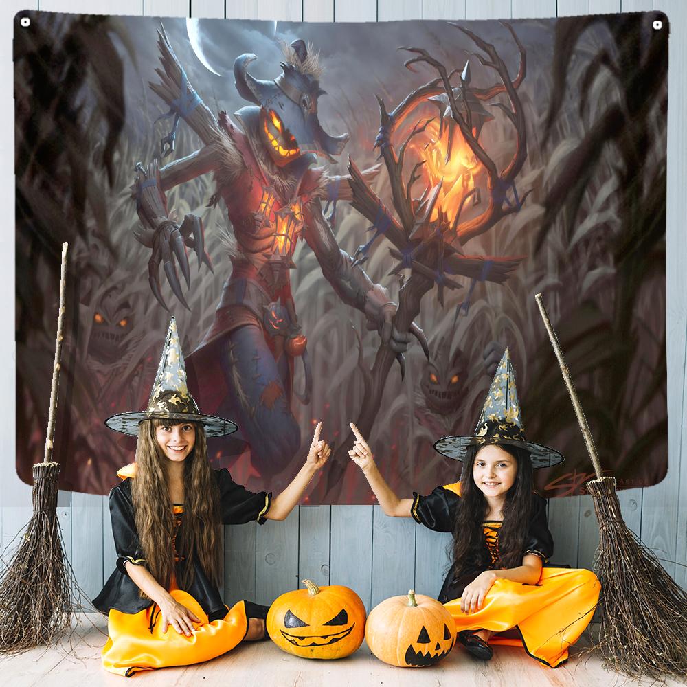 Bedroom Living Room Decor Mystic Pumpkin Haunted House Witch Aesthetics Wall Hanging Wall Decor Home Decor Halloween Tapestry