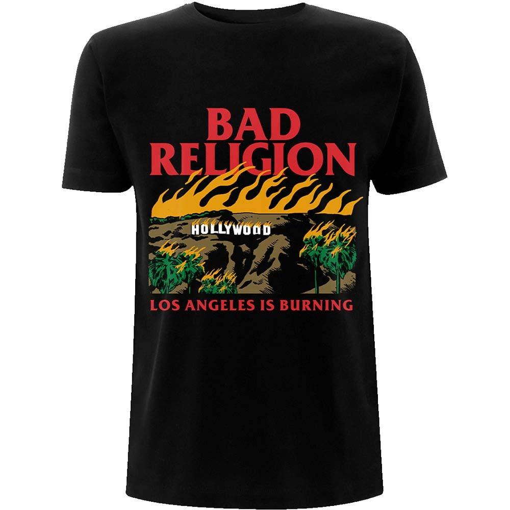 Men's Bad Religion Burning Black Slim Fit T-shirt X-Large Black