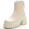 10cm Heightening Genuine Leather Women's Short Boots Marton Boots Thick Heel British Style Women's Casual Popular Trendy Boots