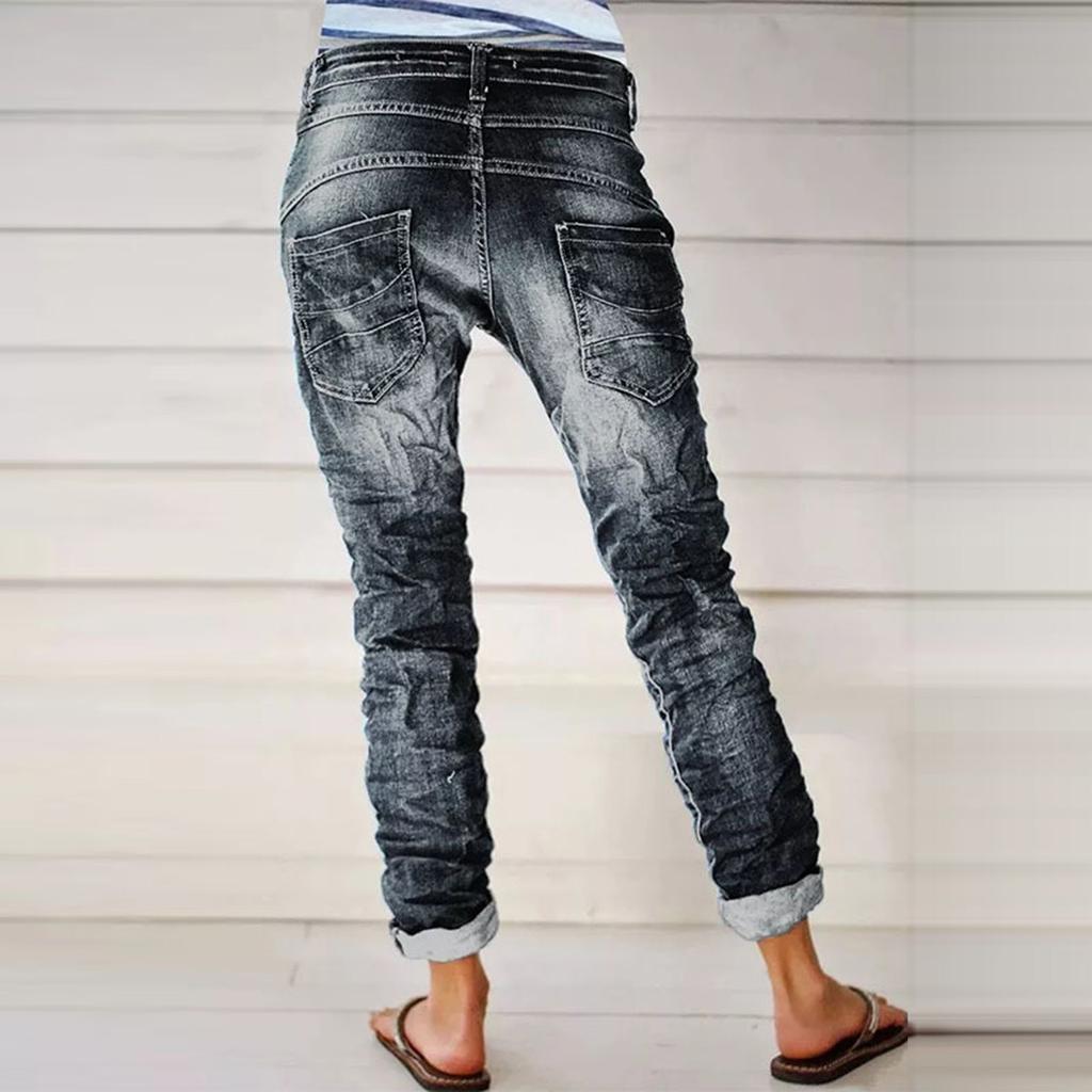 Женские модные универсальные повседневные узкие джинсовые брюки в стиле ретро в стиле ретро