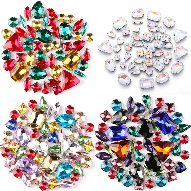 Mixed Glass Mocha AB Claw Drill Mocha Fluorescent Crystal Buckle Clothing Accessories Sewing Drill DIY Jewelry Accessories Rhinestone Sew On Beads