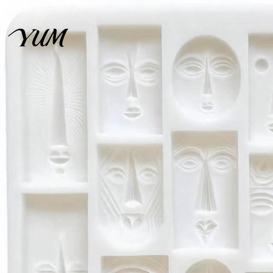 Artistic Face Shape Fondant Cutter Art Styling Baking Mold, Multi-grid Flexible Geometric Texture Tray, Creative DIY Dessert Making Supplies Abstract