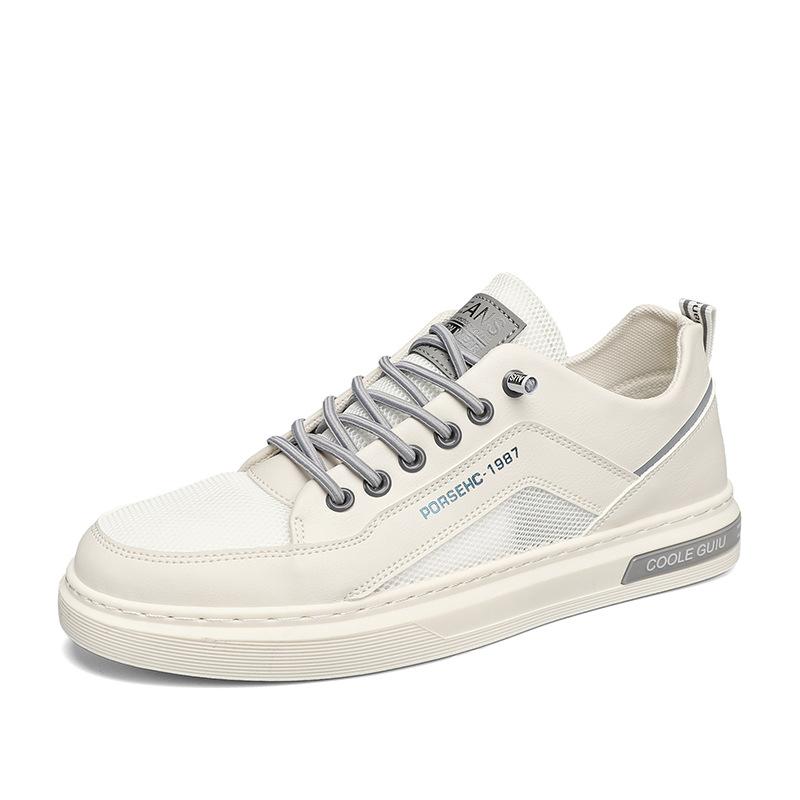 Мужская повседневная обувь, дышащие белые кроссовки, модные теннисные туфли для вождения, прогулок, мужские туфли на плоской подошве для скейтбординга
