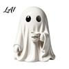 Collectible Art Figurines Halloween Ghost Figurine Resin Spooky Cute Statue Funny Creepy Fun Desk Accessories Tabletop Ornament for Home Shelf Party