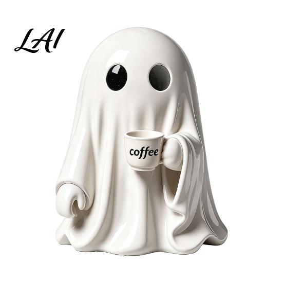 Collectible Art Figurines Halloween Ghost Figurine Resin Spooky Cute Statue Funny Creepy Fun Desk Accessories Tabletop Ornament for Home Shelf Party