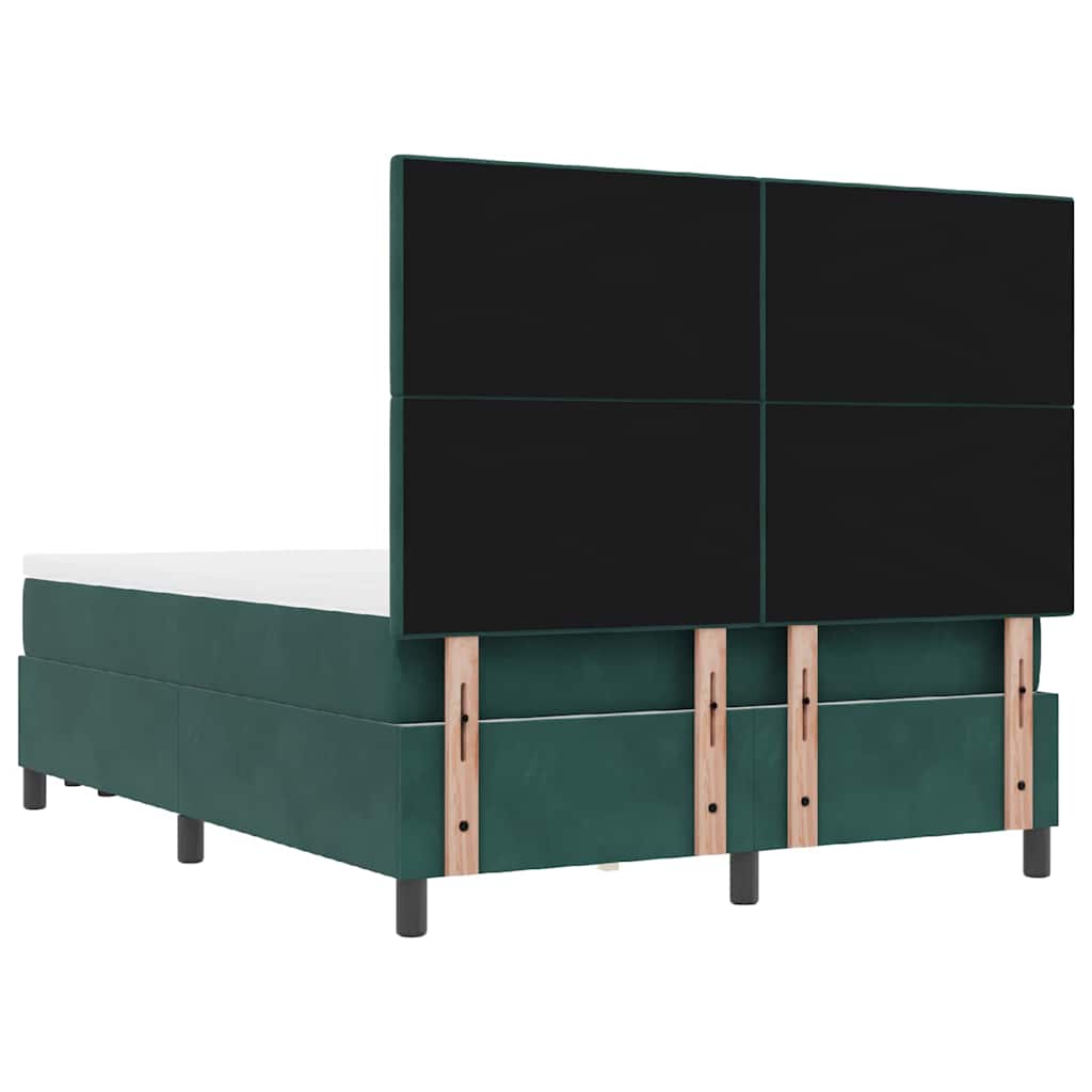 Box Spring Bed with Headboard Dark Green 200 x 160 cm Velvet