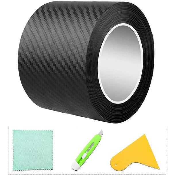 Carbon Fiber Vinyl Wrap for Cars Door Protector Edge Guards 0.5mm Thick 33ft Length Multi Width Options Universal Fit Hood Trunk Dashboard Motorcycle
