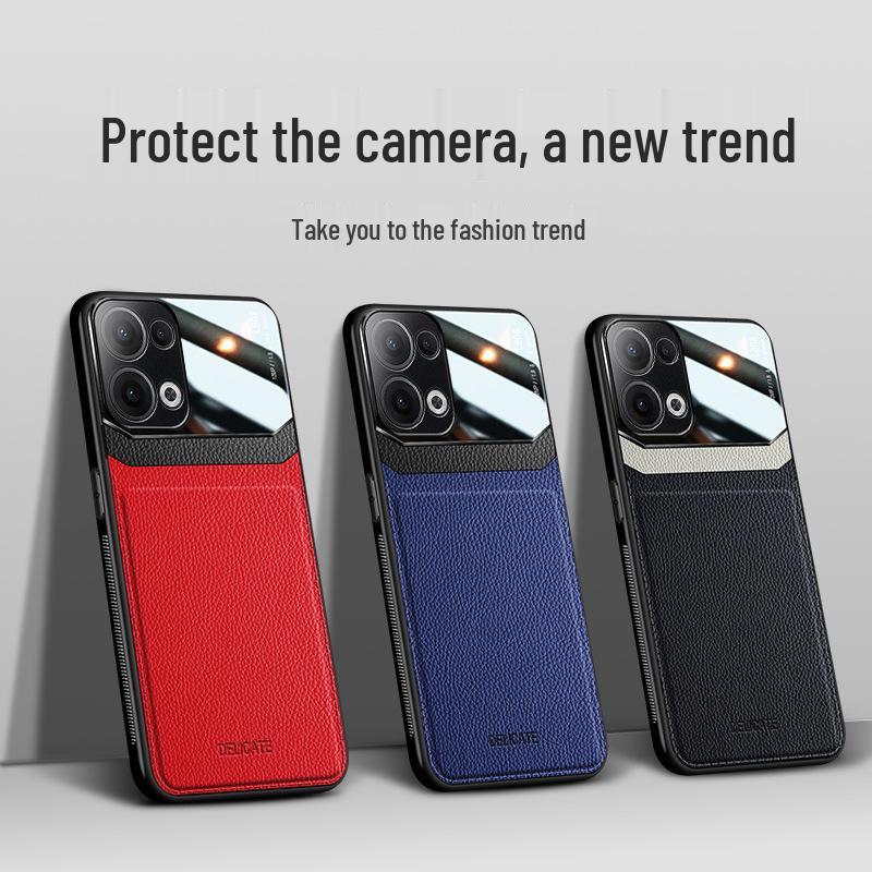 Чехол для телефона Oppo Reno 15 Pro / Find X9 / A5 Pro / A79 с текстурой кожи, цветной блок, полноразмерная защитная бизнес-крышка