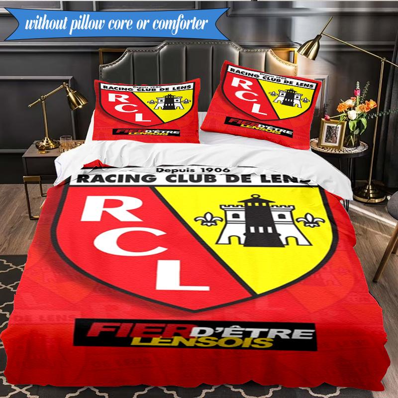 Racing Club De Lens Crest 3pcs Bedding,Including 1pc Duvet Cover And 2pcs Pillowcases Perfect for Christmas,Ideal for Bedroom, Dormitory