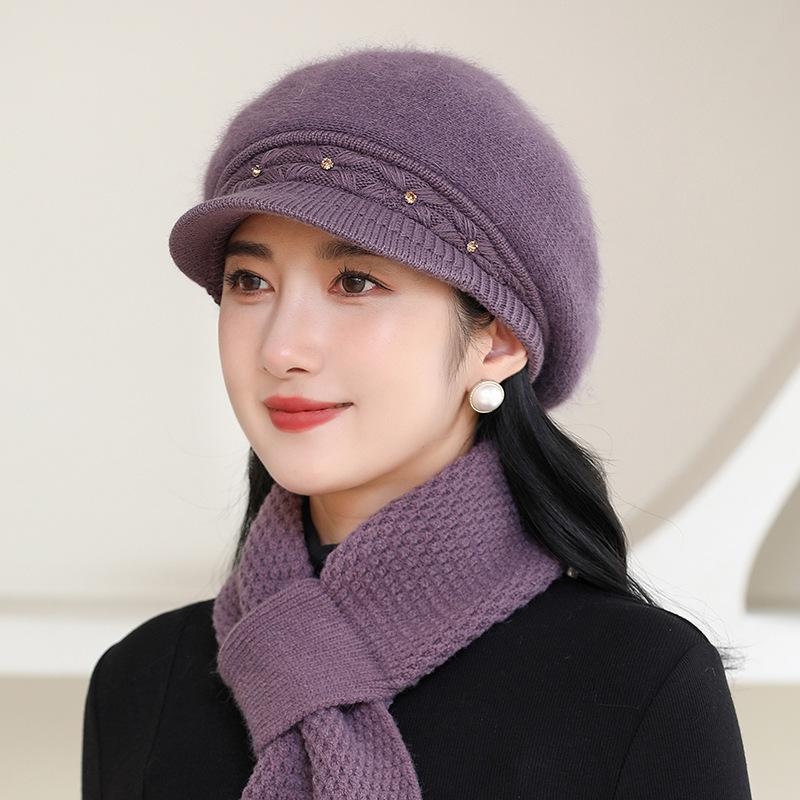 Зимние шапки для женщин, мам, пожилых людей среднего возраста, шерстяные шапки для езды на велосипеде, мягкие, толстые, теплые вязаные шапки
