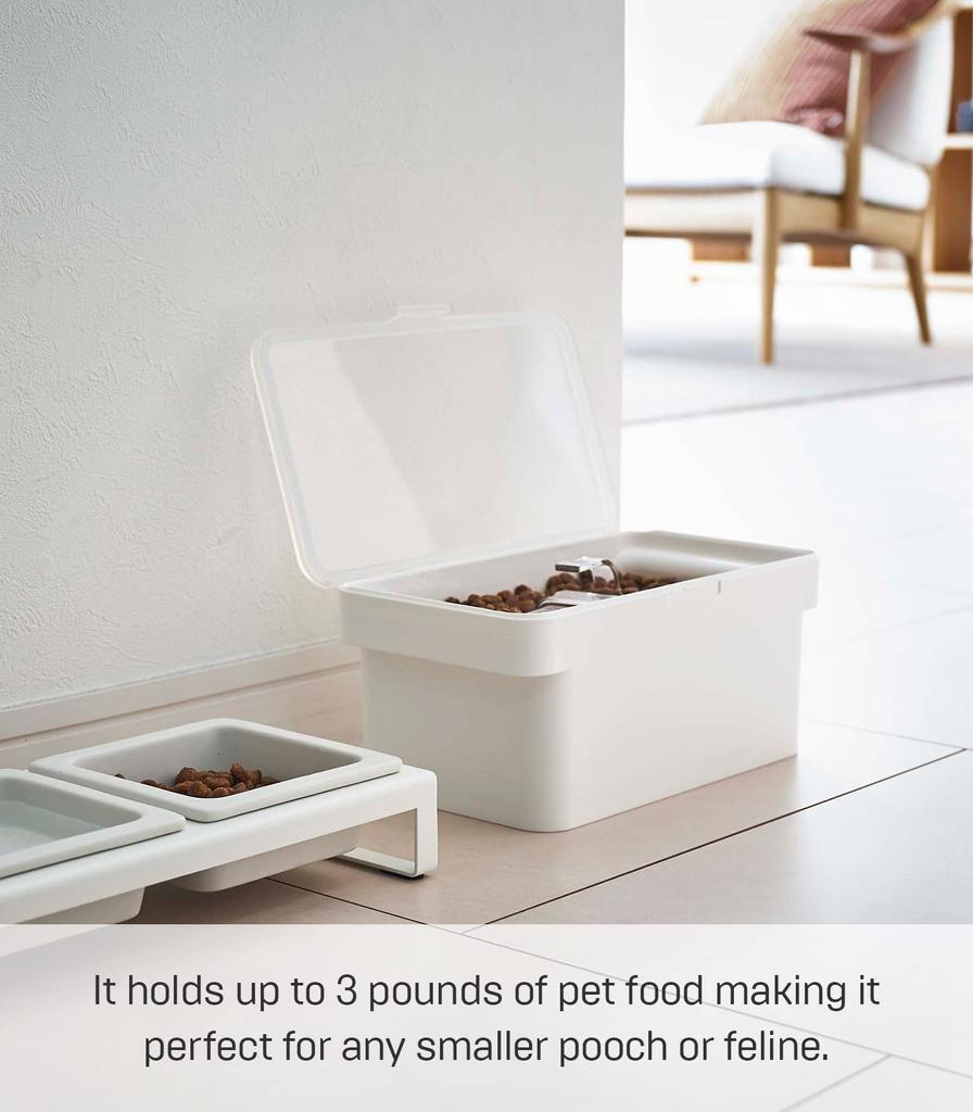 Yamazaki Jitsugyo Airtight Pet Food Stocker with Measuring Cup White W28 X X Lid Is Tower Food Stocker Storage Container 5609 1.5kg Approx. D16.5