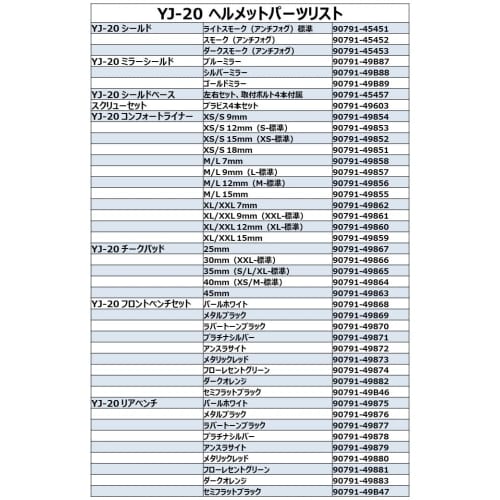 Yamaha Helmet Parts Light Smoke Shield (Anti-Fog) YJ-20 ZENITH 90791-45451