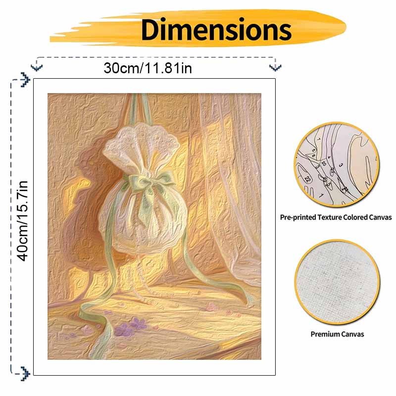 Oil painting digital art kit for DIY home decor with vintage lace pouch and pearl aesthetics wall art painting