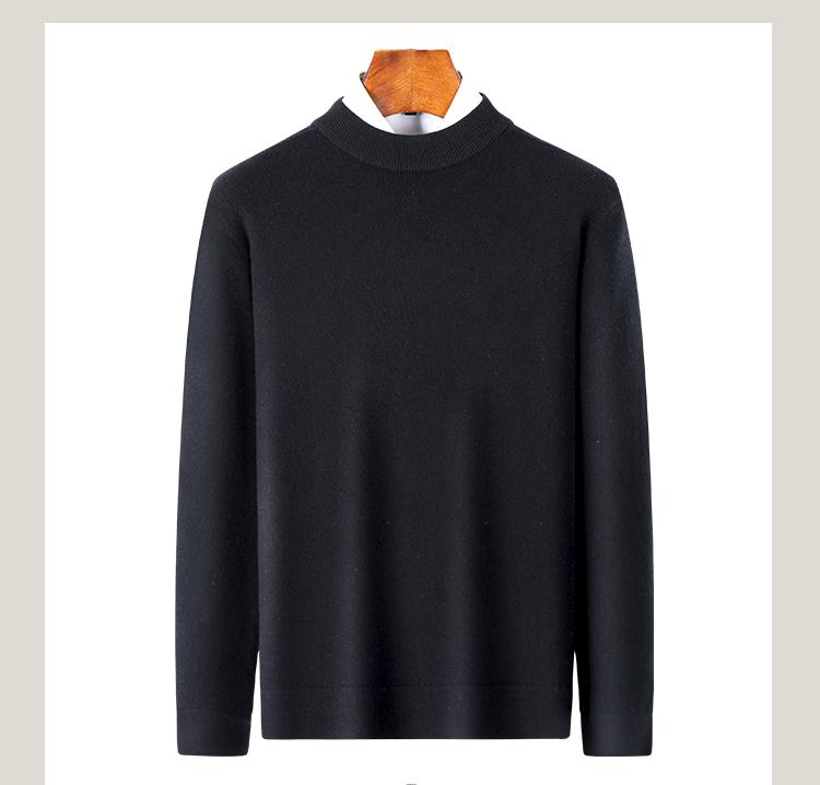 Men's 100% Sheep Wool Autumn Light Luxury Thick Style Long-Sleeved Sweater