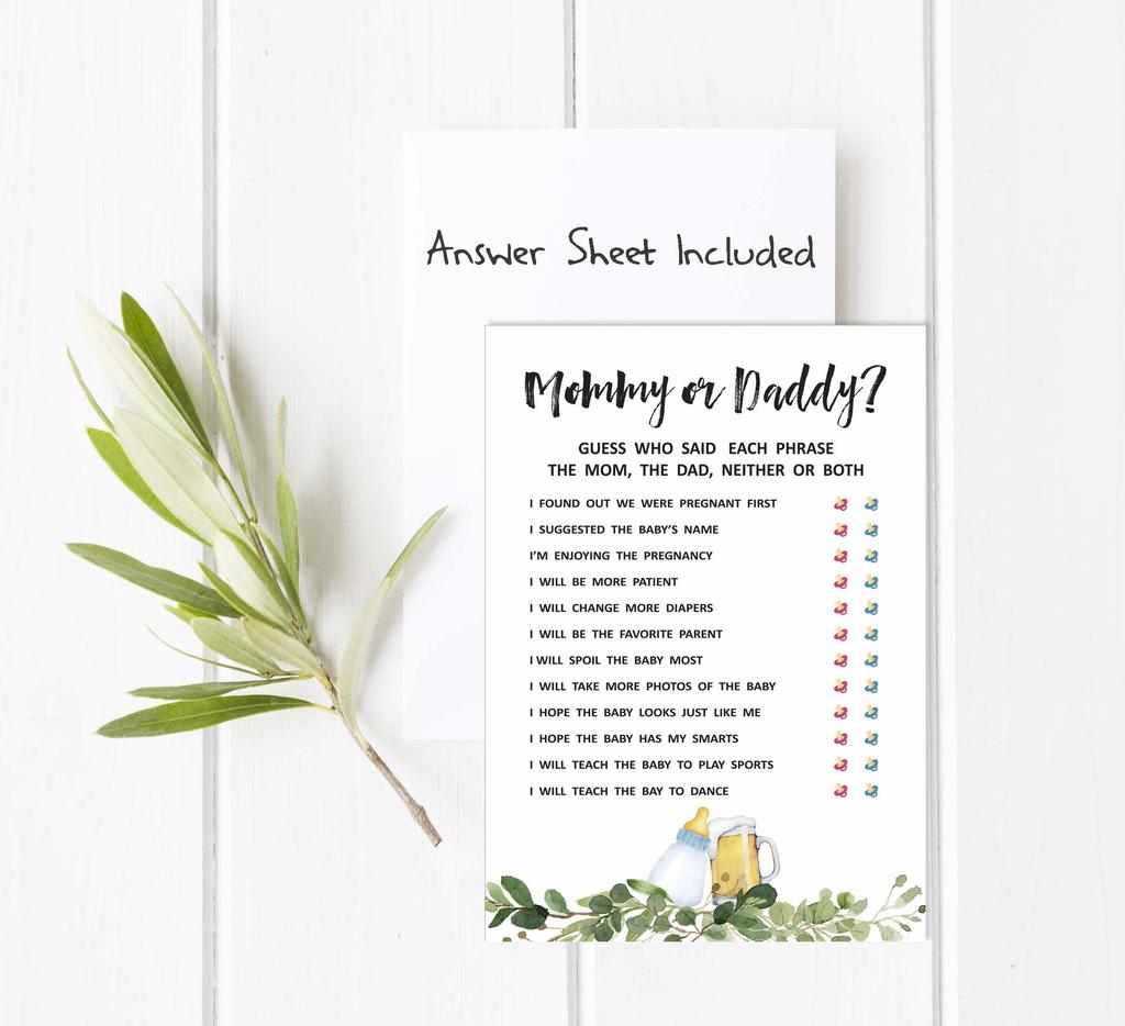 Inkdotpot Кто сказал это игра мама или папа 50 листов веселая игра для детского душа Приветствия гендерно-нейтральная вечеринка-8443